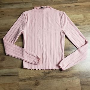 Women's Long Sleeve Mock Neck Ribbed Top Forever 21 Size Small